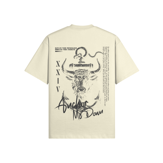 Anchor Me Down AMD Bull Stitch - 425 GSM Heavyweight Garment-Dyed Tee in Off White