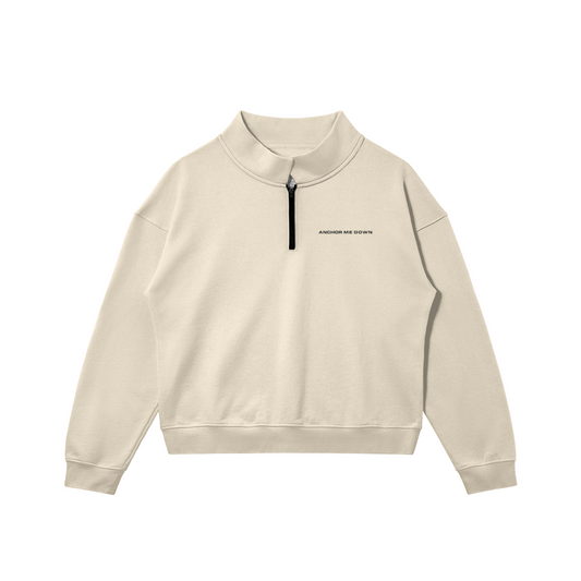 Anchor Me Down Anchor Zip — Earth Tones - Heavyweight Garment-Dyed Hoodie in Rice Apricot