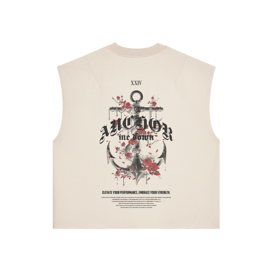 Anchor Me Down Roses Boxy Tank - Heavyweight Garment-Dyed Tank in Light Beige
