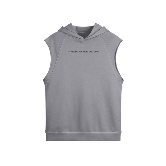 Sleeveless Hoodie AMD - front view | Anchor Me Down Apparel