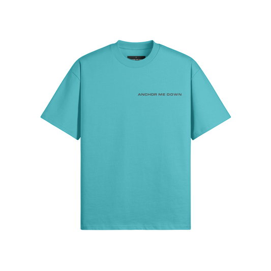Mightest Heavyweight Tee - Aqua Blue - Front View | Anchor Me Down Nautical Apparel