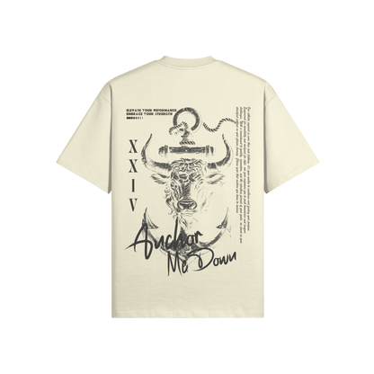 Anchor Me Down AMD Bull Stitch - Heavyweight Garment-Dyed Tee in Off White