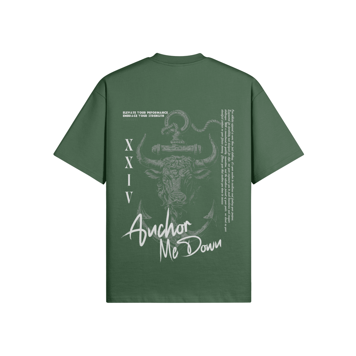 Anchor Me Down Bull in Green - detail view | Anchor Me Down Apparel