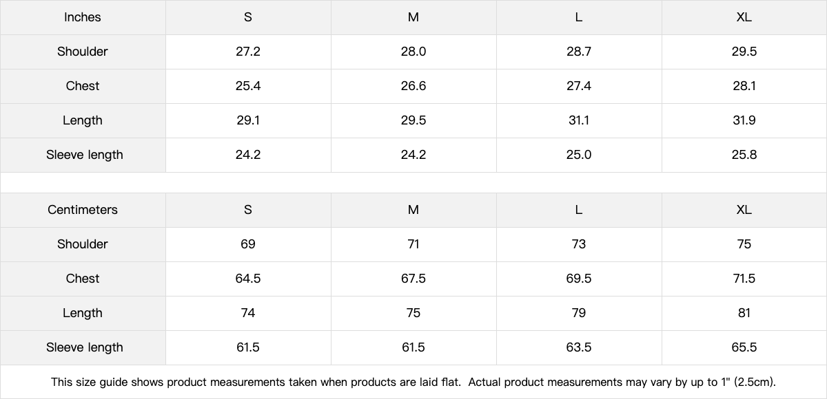 Size chart