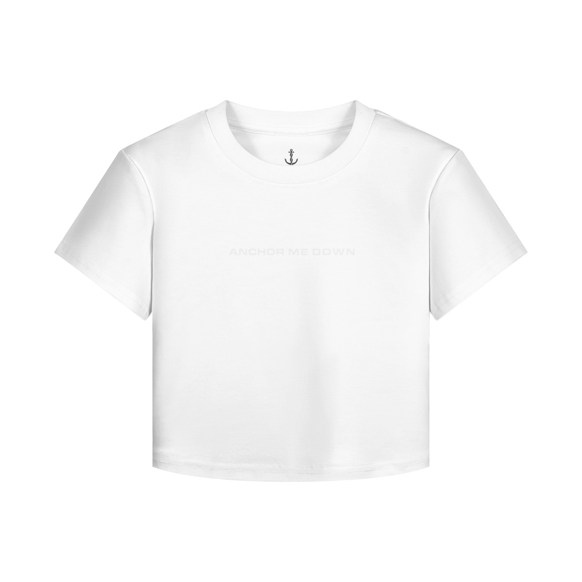 AMD Circle Baby Tee - detail view | Anchor Me Down Apparel