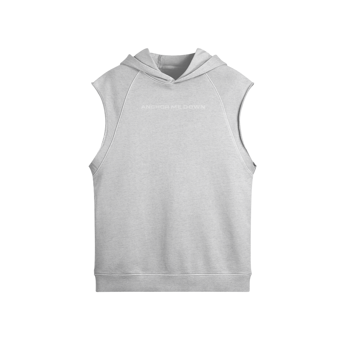 Sleeveless Hoodie AMD - front view | Anchor Me Down Apparel