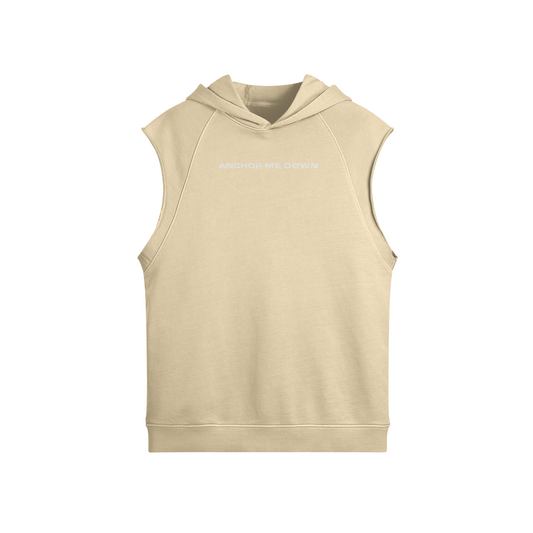 Sleeveless Hoodie AMD - detail view | Anchor Me Down Apparel