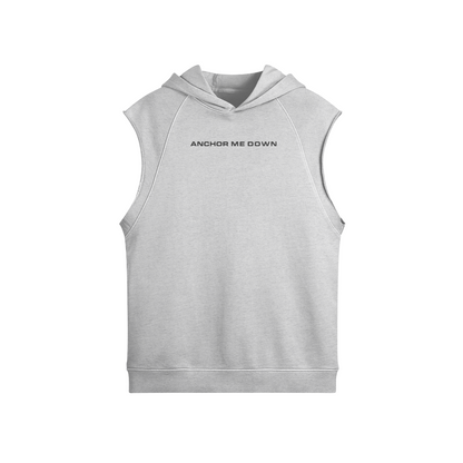 Sleeveless Hoodie AMD - detail view | Anchor Me Down Apparel