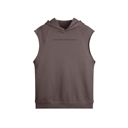Sleeveless Hoodie AMD - detail view | Anchor Me Down Apparel