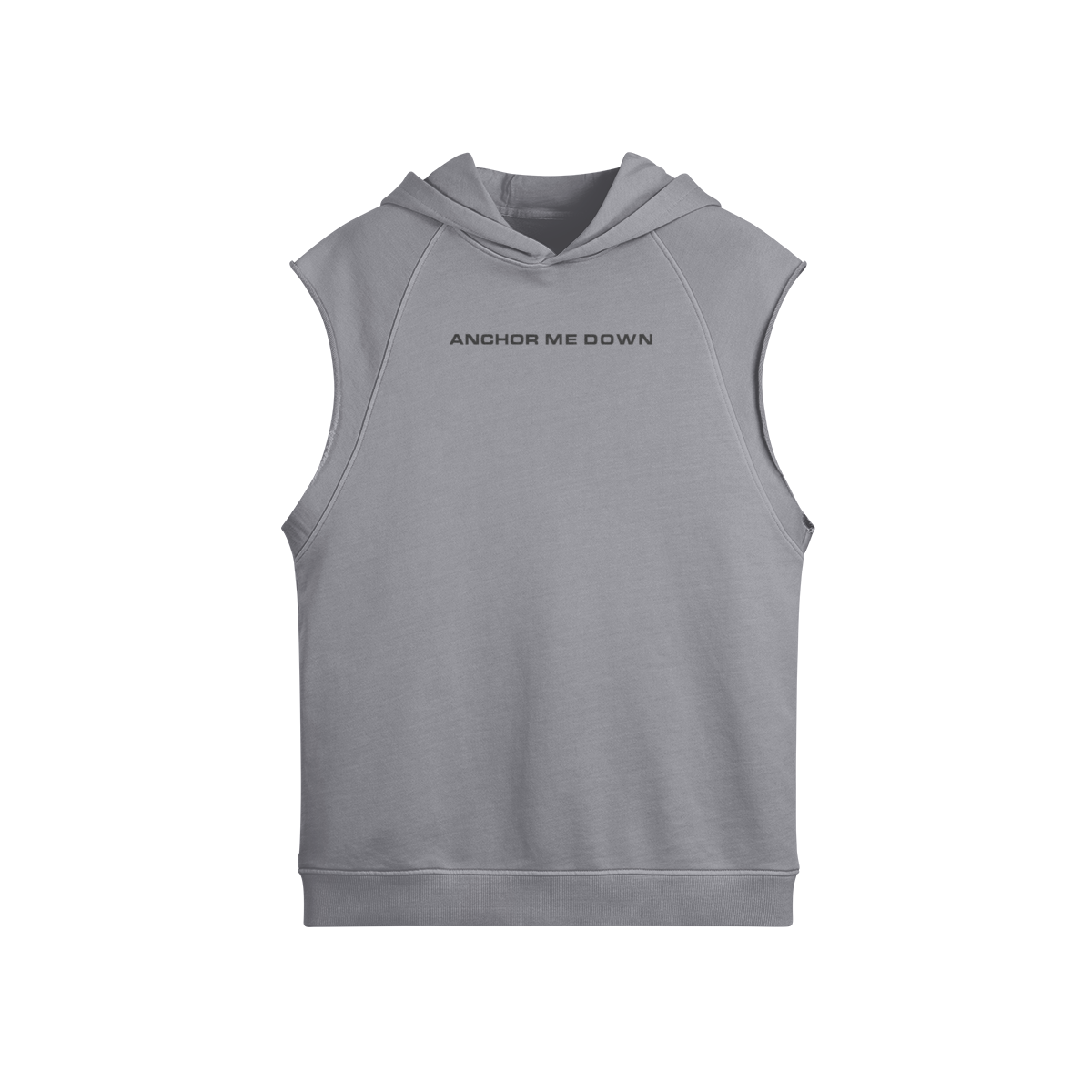 Sleeveless Hoodie AMD - detail view | Anchor Me Down Apparel
