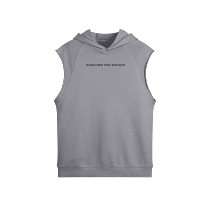 Sleeveless Hoodie AMD - detail view | Anchor Me Down Apparel