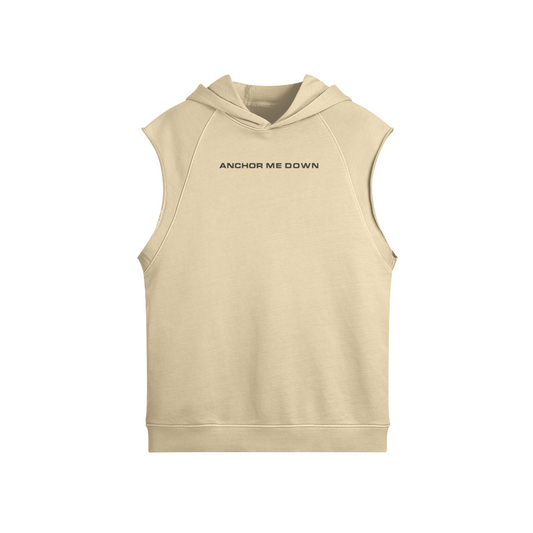 Sleeveless Hoodie AMD - detail view | Anchor Me Down Apparel