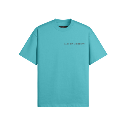 Mightest Heavyweight Tee - Aqua Blue - Front View | Anchor Me Down Nautical Apparel