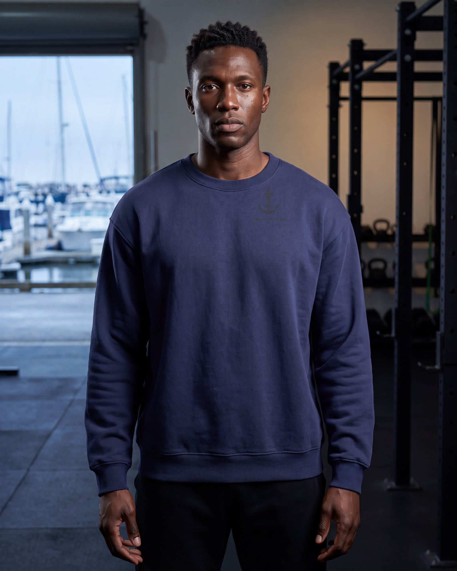 Model wearing Anchored Crew in the Anchor Me Down campaign