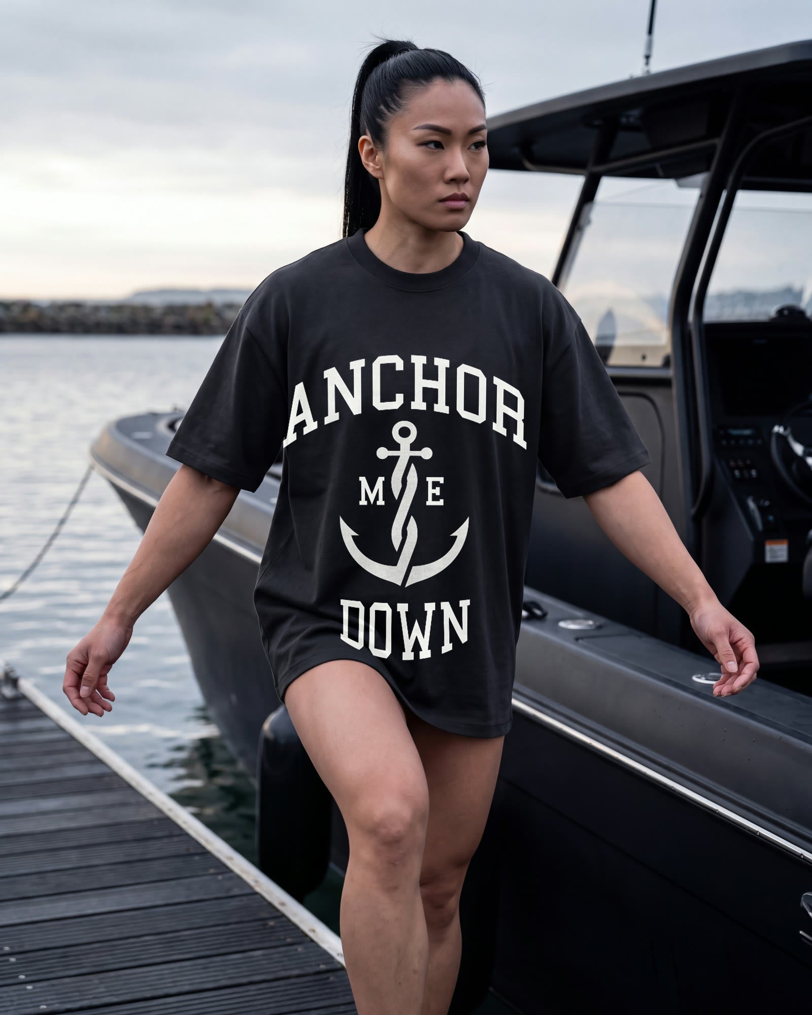 Model wearing College Special in the Anchor Me Down campaign